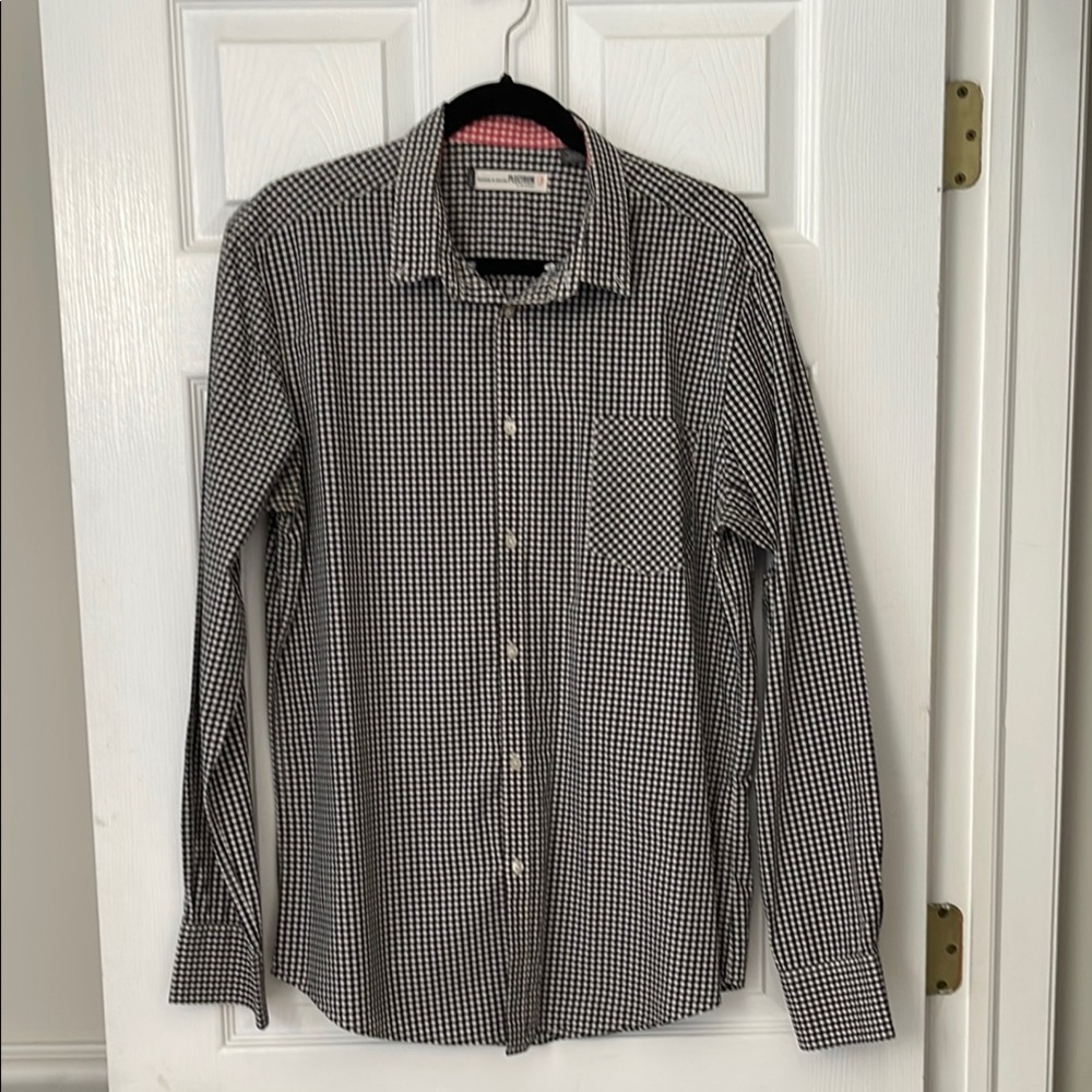 Ben Sherman Men's Black and White Checkered Shirt - slim fit -size more like XL